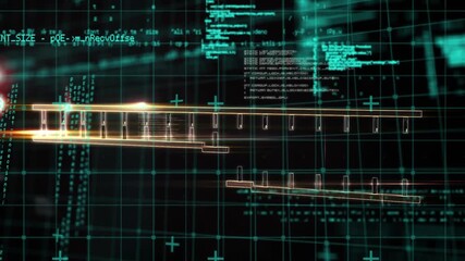 Animation of data processing and dna strand spinning - Powered by Adobe