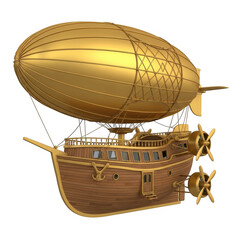 Naklejka premium 3d rendered steampunk airship with propellers