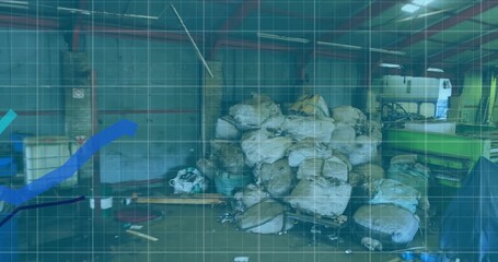 Animation of financial data and graphs over junkyard - Powered by Adobe