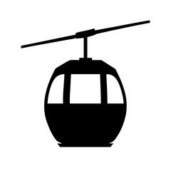 Fototapeta premium Black Silhouette Vector Icon of an Aerial Cable Car Gondola Isolated on White Background