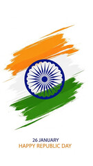 Minimalist Ashoka Chakra Brush Stroke Design in Saffron, White and Green &ndash; Happy Republic Day 26 January