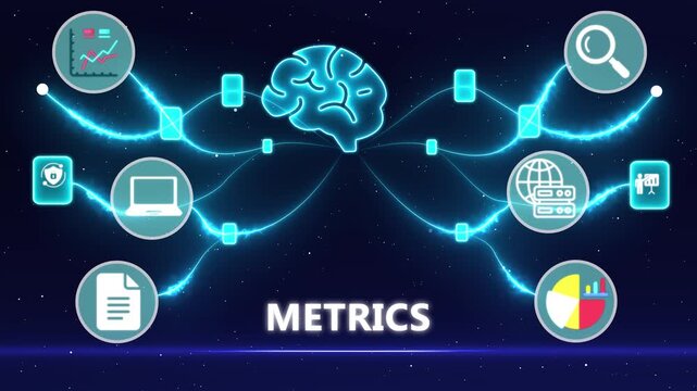 Business Metrics Measurement Concept with Performance Indicators, Digital KPI Dashboard and Strategic Data Evaluation Animation