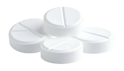 Stacked white, round tablets with scored lines, isolated on black