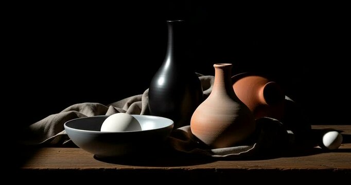 Still Life with Clay Pots and Eggs.