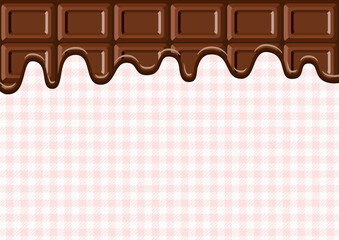 バレンタインの背景、チョコレートとピンクのギンガムチェックのパターン