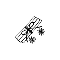 Cinnamon hand drawn illustration. Cinnamon vector doodle icon