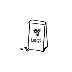 Coffee hand drawn illustration. Coffee vector doodle icon