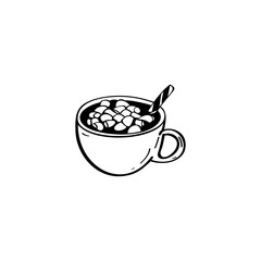 Coffee hand drawn illustration. Coffee vector doodle icon