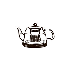 Kettle hand drawn illustration. Tea vector doodle icon