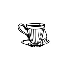 A cup of tea hand drawn illustration. Tea vector doodle icon
