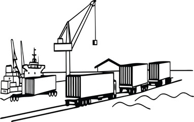 Modern Rail Freight Logistics Vector Illustration for Global Cargo Transport