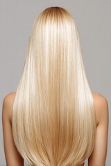 Fototapeta premium A luxurious, straight, long hairstyle emphasizing smooth, shiny, and healthy hair is ideal for advertising hair care products and salons.