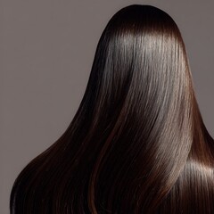 Fototapeta premium A luxurious, straight, long hairstyle emphasizing smooth, shiny, and healthy hair is ideal for advertising hair care products and salons.