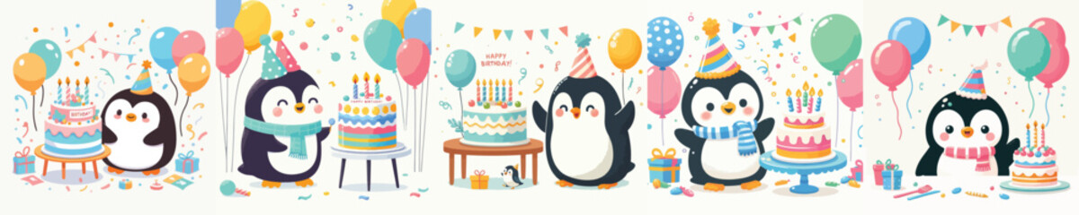 cute penguin vector having a birthday © Jefri Syahputra BKL