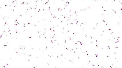 red and pink confetti falling loop with alpha channel 4k. colorful confetti falling for birthday and party overlay.