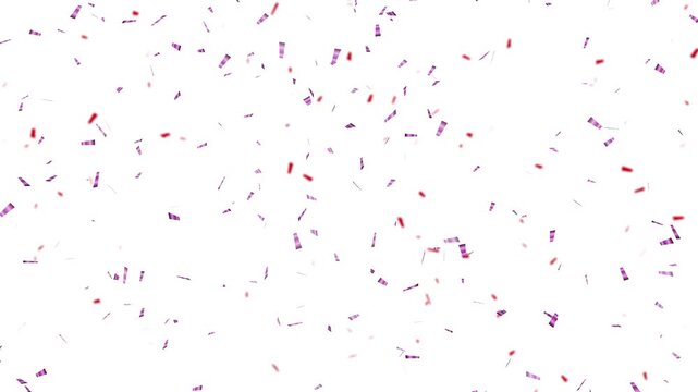 red and pink confetti falling loop with alpha channel 4k. colorful confetti falling for birthday and party overlay.