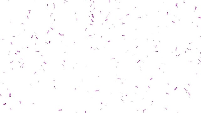 purple confetti falling loop on alpha channel 4k. realistic purple paper confetti overlay, festive purple confetti animation.