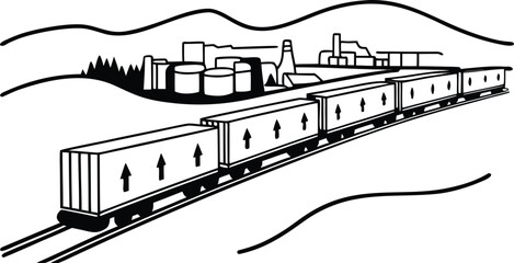 Smart Rail Logistics System Vector for International Cargo Shipping