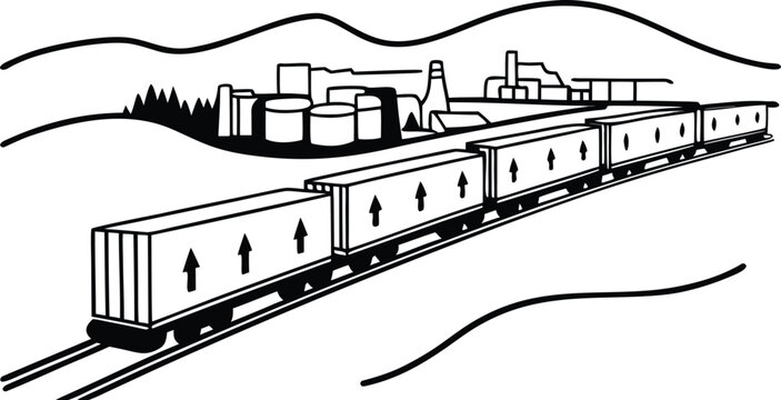 Smart Rail Logistics System Vector for International Cargo Shipping