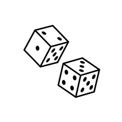 Two White Dice Rolling on a Black Background