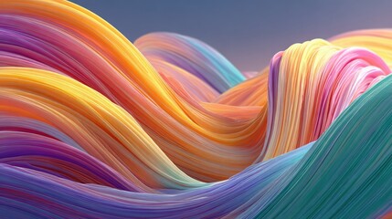 Abstract Colorful Waves of Intertwined Threads