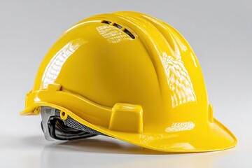 Bright Yellow Hard Hat on White Background
