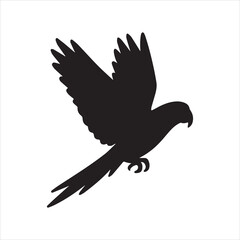 Obraz premium Silhouette macaw parrot flying bird simple vector illustration
