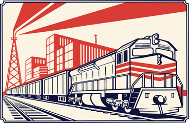 Heavy Cargo Train Logistics Vector &ndash; Industrial Transport Network Concept