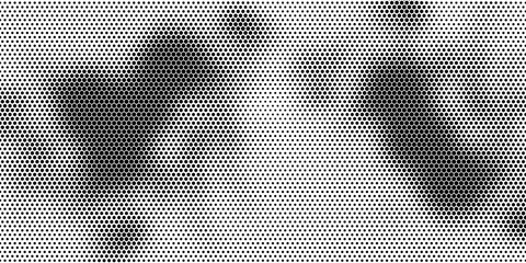 Vector Halftone Pattern Smooth Curved Border Red Blue Abstract Background. Checkered Rounded Square Dots Blur Texture Pop Art Design.