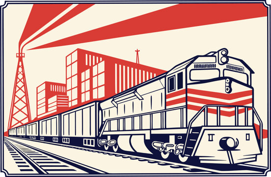 Heavy Cargo Train Logistics Vector &ndash; Industrial Transport Network Concept