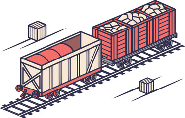 Railway Freight Distribution Vector for Import Export & Shipping Business