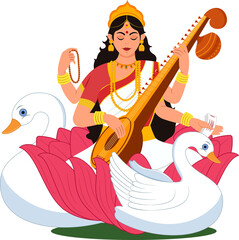 Vector illustration of happy Vasant Panchami puja festival of India creative design for banner, poster