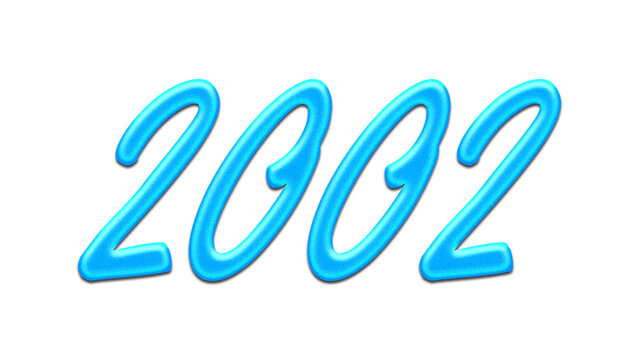 Glowing blue effect of number 2002 on white background.