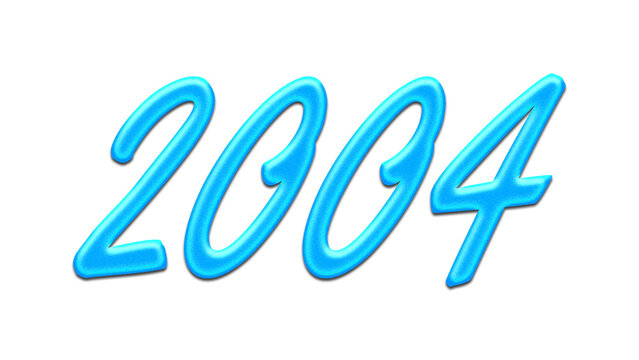 Glowing blue effect of number 2004 on white background.