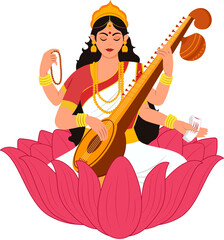 Sarasvati for happy Vasant Panchami Puja festival of India