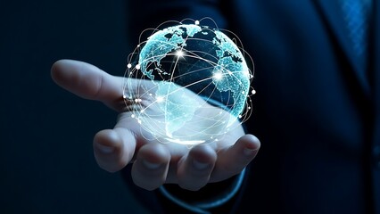 Global technology network connecting people across the world, conceptual representation of digital interconnection