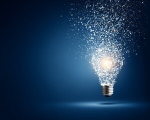Sparkling Idea Lightbulb in a Dark Setting, Conceptual Art of Creativity and Innovation