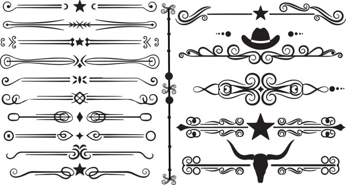 dividers old western line vector set eps