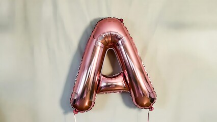 Festive Rose Gold Metallic Foil Balloon Alphabet Letter Shiny 3D Party Font.