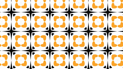 A pattern of black and orange squares with a white background