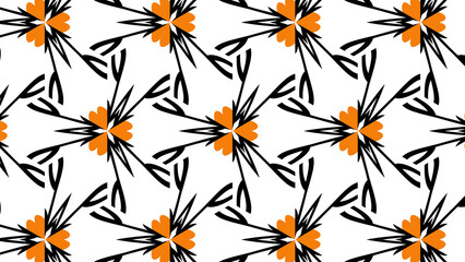A pattern of flowers with black and orange petals © Kate
