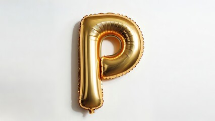 Shiny Gold Letter P Balloon Metallic Alphabet Party Decoration for Celebration.