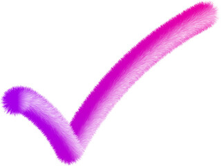 Fototapeta premium Bright Pink Furry Checkmark Isolated on Transparent Background