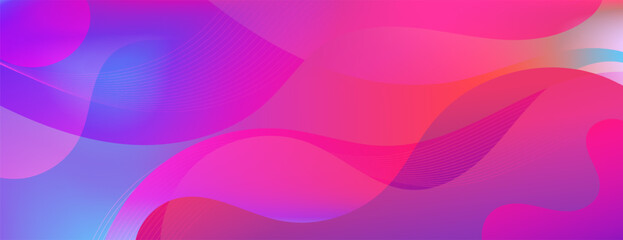Abstract Purple Fluid Wave Banner Template. Abstract Colorful Gradient Fluid Wave Background with Modern Flowing Shapes