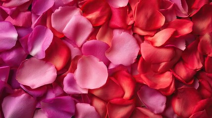 Fototapeta premium Vibrant pink and red rose petals arranged in organic pattern for valentine's day with delicate texture enhancing romantic charm and festive atmosphere for lovers and special occasions