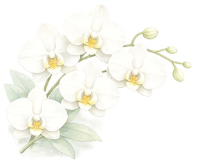 Obraz premium Elegant White Thai Orchid Watercolor Flower