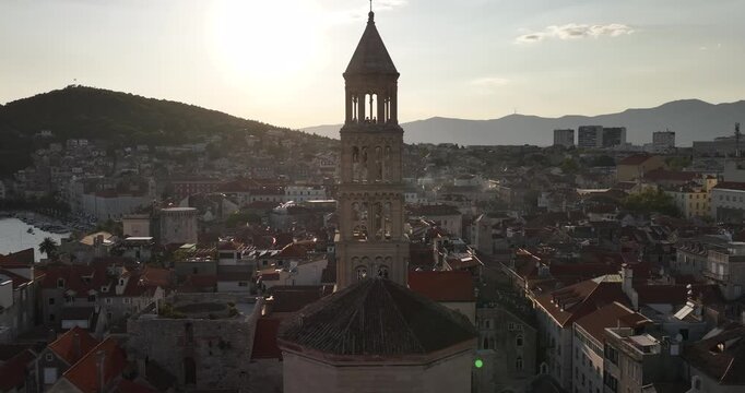 Bell tower of Saint Domnius Cathedral at dusk