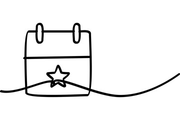 Fototapeta premium Continuous line design illustration of a favorite calendar icon. Attractive abstract line art design.