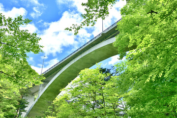 栃木県那須塩原市　塩原渓谷に架かる留春大橋 © TNK