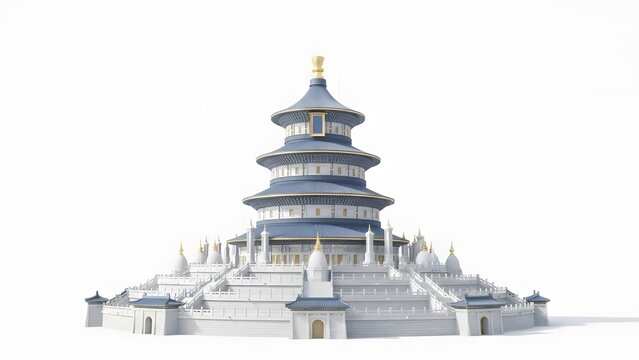 Temple of Heaven Isolated on White Background